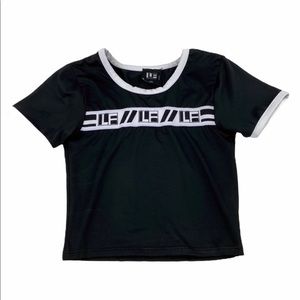 COPY - LF Cropped Moto Trendy Tee Tshirt Black White XS